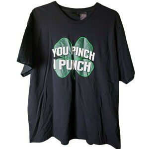 St Paddys Lucky Tee Shirt You Pinch I Punch Mens Size XXL Black Short Sleeve Top